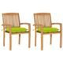 vidaXL Chaises de jardin lot de 2 avec coussins vert vif Teck massif - TU