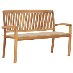 vidaXL Banc de jardin empilable et coussin 128,5cm Bois de teck massif - TU