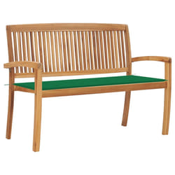vidaXL Banc de jardin empilable et coussin 128,5cm Bois de teck massif - TU