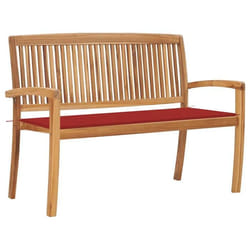 vidaXL Banc de jardin empilable et coussin 128,5cm Bois de teck massif - TU