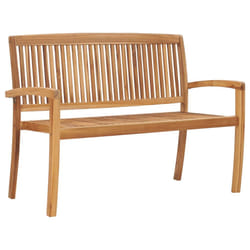 vidaXL Banc de jardin empilable et coussin 128,5cm Bois de teck massif - TU