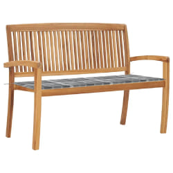 vidaXL Banc de jardin empilable et coussin 128,5cm Bois de teck massif - TU
