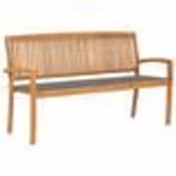 vidaXL Banc de jardin empilable et coussin 159 cm Bois de teck massif - TU