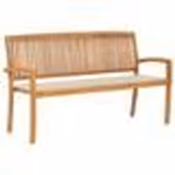 vidaXL Banc de jardin empilable et coussin 159 cm Bois de teck massif - TU