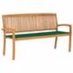 vidaXL Banc de jardin empilable et coussin 159 cm Bois de teck massif - TU
