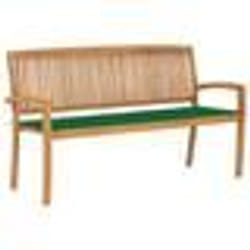 vidaXL Banc de jardin empilable et coussin 159 cm Bois de teck massif - TU