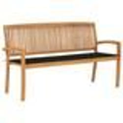 vidaXL Banc de jardin empilable et coussin 159 cm Bois de teck massif - TU