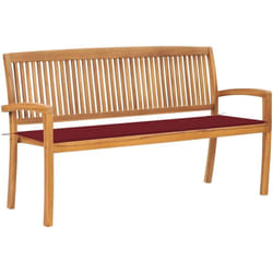 Banc de jardin empilable et coussin 159 cm Bois de teck massif vidaXL