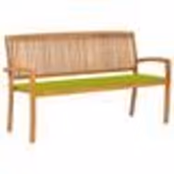 vidaXL Banc de jardin empilable et coussin 159 cm Bois de teck massif - TU