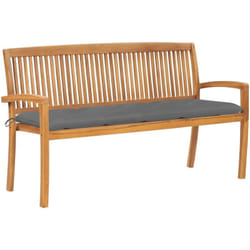 Banc de jardin empilable et coussin 159 cm Bois de teck massif