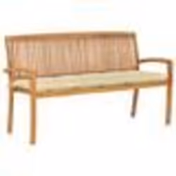 vidaXL Banc de jardin empilable et coussin 159 cm Bois de teck massif - TU