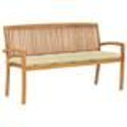 vidaXL Banc de jardin empilable et coussin 159 cm Bois de teck massif - TU