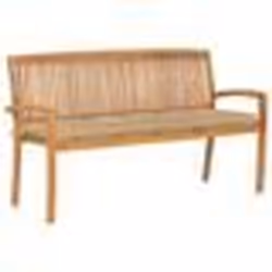 vidaXL Banc de jardin empilable et coussin 159 cm Bois de teck massif - TU