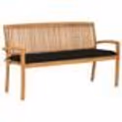 vidaXL Banc de jardin empilable et coussin 159 cm Bois de teck massif - TU