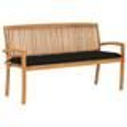vidaXL Banc de jardin empilable et coussin 159 cm Bois de teck massif - TU
