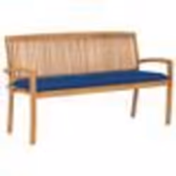 vidaXL Banc de jardin empilable et coussin 159 cm Bois de teck massif - TU