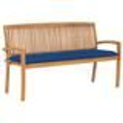 vidaXL Banc de jardin empilable et coussin 159 cm Bois de teck massif - TU