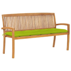 vidaXL Banc de jardin empilable et coussin 159 cm Bois de teck massif - TU
