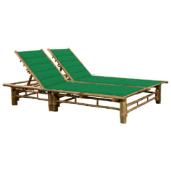 vidaXL Chaise longue pour 2 personnes avec coussins Bambou - TU