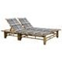 vidaXL Chaise longue pour 2 personnes avec coussins Bambou - TU