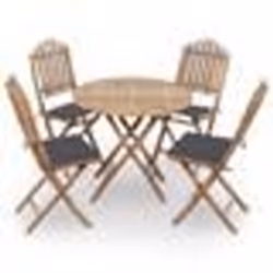 vidaXL Mobilier à dîner d'extérieur pliable 5 pcs avec coussins bambou - TU