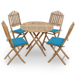 vidaXL Mobilier à dîner d'extérieur pliable 5 pcs avec coussins bambou - TU