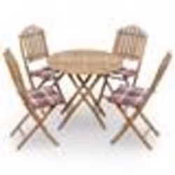 vidaXL Mobilier à dîner d'extérieur pliable 5 pcs avec coussins bambou - TU