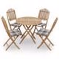 vidaXL Mobilier à dîner d'extérieur pliable 5 pcs avec coussins bambou - TU