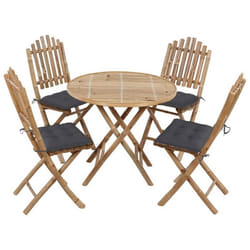 vidaXL Ensemble à manger d'extérieur pliable 5pcs avec coussins Bambou - TU