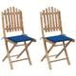 vidaXL Chaises pliables de jardin lot de 2 avec coussins Bambou - TU