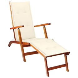 vidaXL Chaise longue d'extérieur repose-pied et coussin Acacia solide - TU