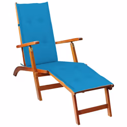 VidaXL 3064018, Terrace, Siège rembourré, Bois d'acacia, Bleu, Polyester, 105 cm