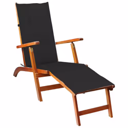 VidaXL 3064021, Terrace, Siège rembourré, Bois d'acacia, Noir, Polyester, 105 cm