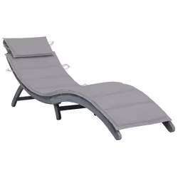 VidaXL 3064045, Linge, Siège rembourré, Bois d'acacia, Gris, Polyester, 186 cm