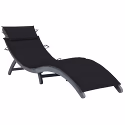 VidaXL 3064051, Linge, Siège rembourré, Bois d'acacia, Noir, Polyester, 186 cm