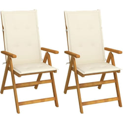 Vidaxl - Chaises inclinables de jardin 2 pcs avec coussins Bois d'acacia