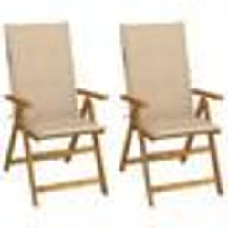 vidaXL Chaises inclinables de jardin lot de 2 et coussins Bois acacia - TU