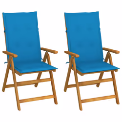 VidaXL 3064063, Terrace, Siège rembourré, Bois d'acacia, Bleu, Polyester, 570 mm