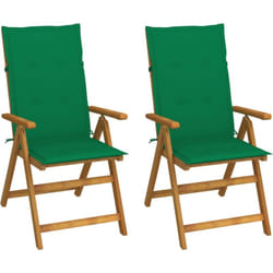 Chaises inclinables de jardin 2 pcs avec coussins Bois d'acacia