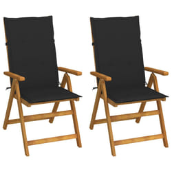 VidaXL 3064066 chaise d'extérieur Terrace Siège rembourré Bois d'acacia Noir