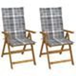 vidaXL Chaises inclinables de jardin lot de 2 et coussins Bois acacia - TU