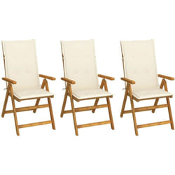 Vidaxl - Chaises pliables de jardin lot de 3 avec coussins Bois d'acacia