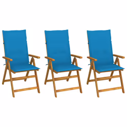 VidaXL 3064093, Terrace, Siège rembourré, Bois d'acacia, Bleu, Polyester, 570 mm