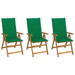 vidaXL Chaises pliables de jardin lot de 3 avec coussins Bois d'acacia - TU