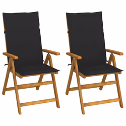 VidaXL 3064096, Terrace, Siège rembourré, Bois d'acacia, Noir, Polyester, 570 mm