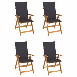 VidaXL 3064119, Terrace, Siège rembourré, Bois d'acacia, Anthracite, Polyester, 570 mm