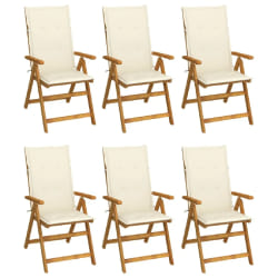 vidaXL Chaises pliables de jardin lot de 6 avec coussins Bois d'acacia - TU