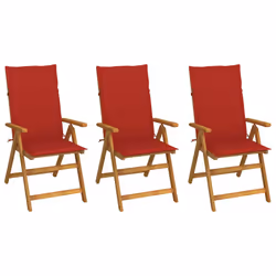 VidaXL 3064125, Terrace, Siège rembourré, Bois d'acacia, Rouge, Polyester, 570 mm