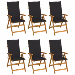 VidaXL 3064126, Terrace, Siège rembourré, Bois d'acacia, Noir, Polyester, 570 mm