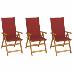 VidaXL 3064128, Terrace, Siège rembourré, Bois d'acacia, Rouge, Polyester, 570 mm